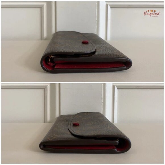 Authentic Louis Vuitton Monogram Canvas Leather Red Emilie Long Wallet CA2163 - Picture 6 of 13